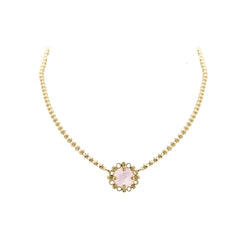 Mini Filary Necklace in Gold with Rose Quartz