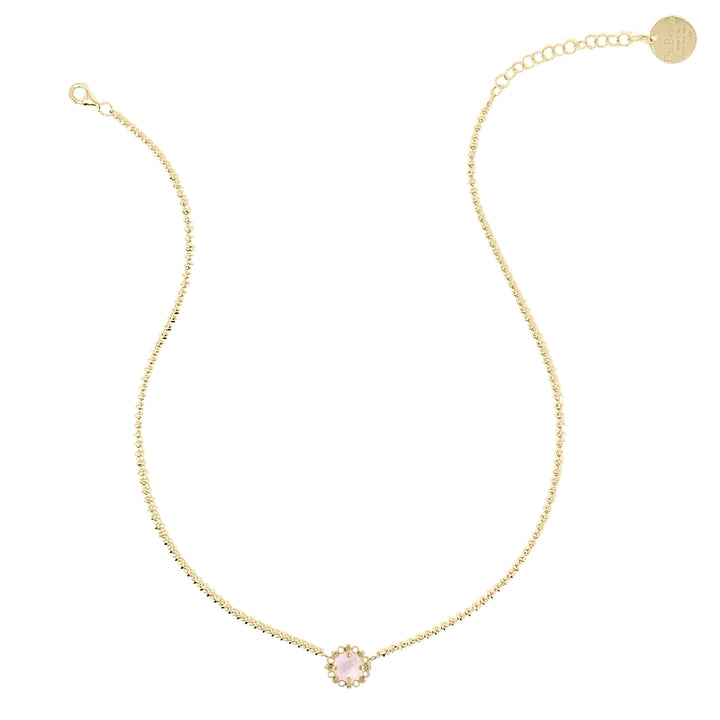 Mini Filary Necklace in Gold with Rose Quartz