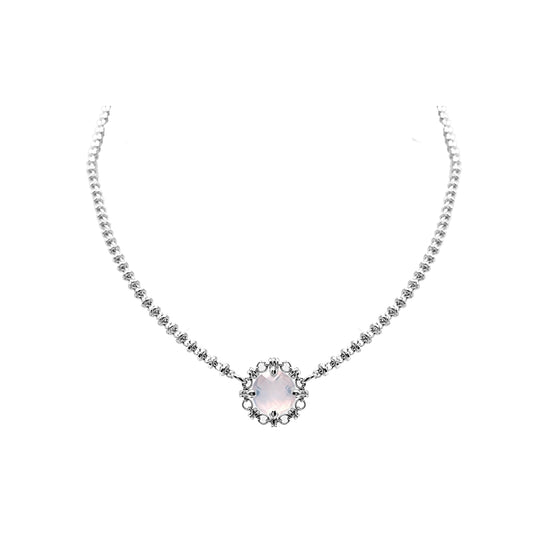 Mini Filary Necklace in Silver with Rose Quartz