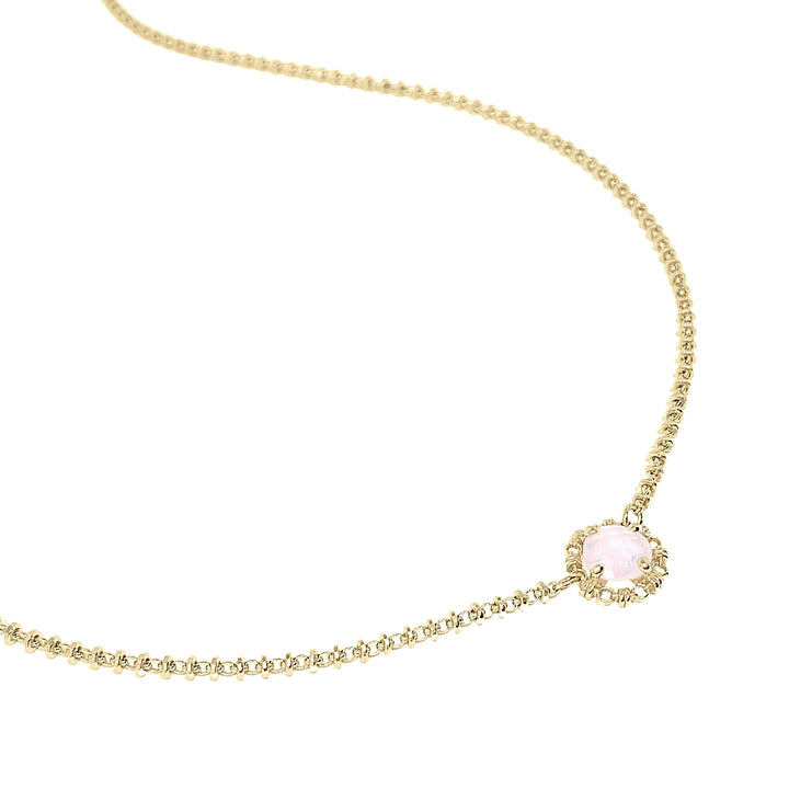 Mini Filary Necklace in Gold with Rose Quartz