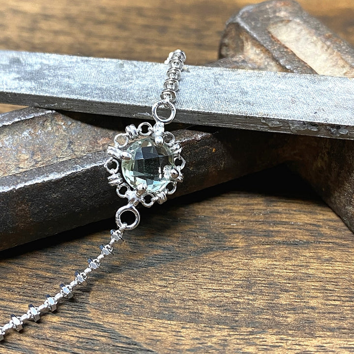 Mini Filary Necklace in Silver with Prasiolite