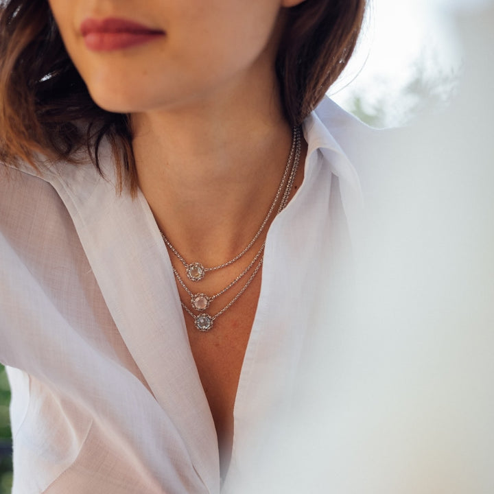 Mini Filary Necklace in Silver with Prasiolite