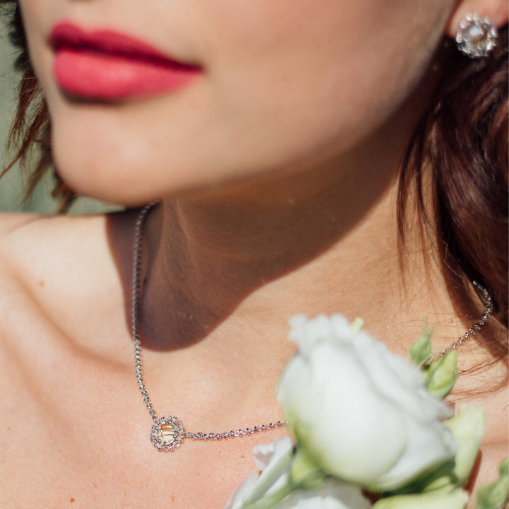 Mini Filary Necklace in Silver with Prasiolite