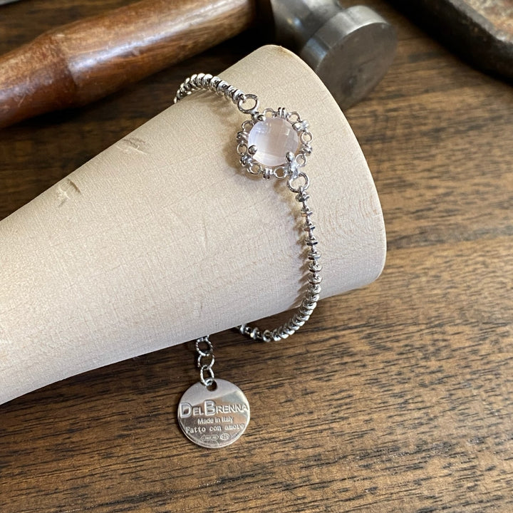 Mini Filary Bracelet in Silver with Rose Quartz