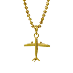 Small Airplane Pendant in Gold