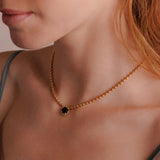 Petite Piazza Necklace in Gold with Onyx