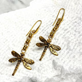 Dragonflies Earrings in Gold with Links 5mm