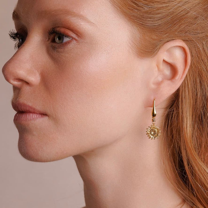 Sunflower Dangles Earrings in Gold