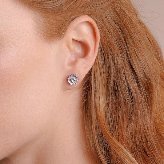 Sunflower Stud Earrings in Silver