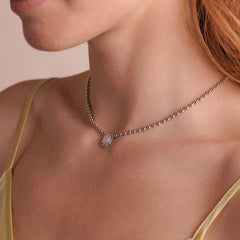 Petite Piazza Necklace in Silver with Mother of Pearl