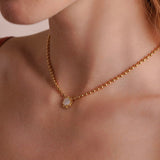 Petite Piazza Necklace in Gold with Mother of Pearl