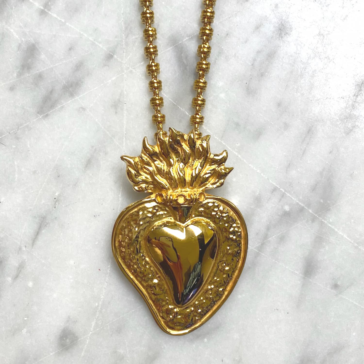 Flaming Heart Pendant in Gold