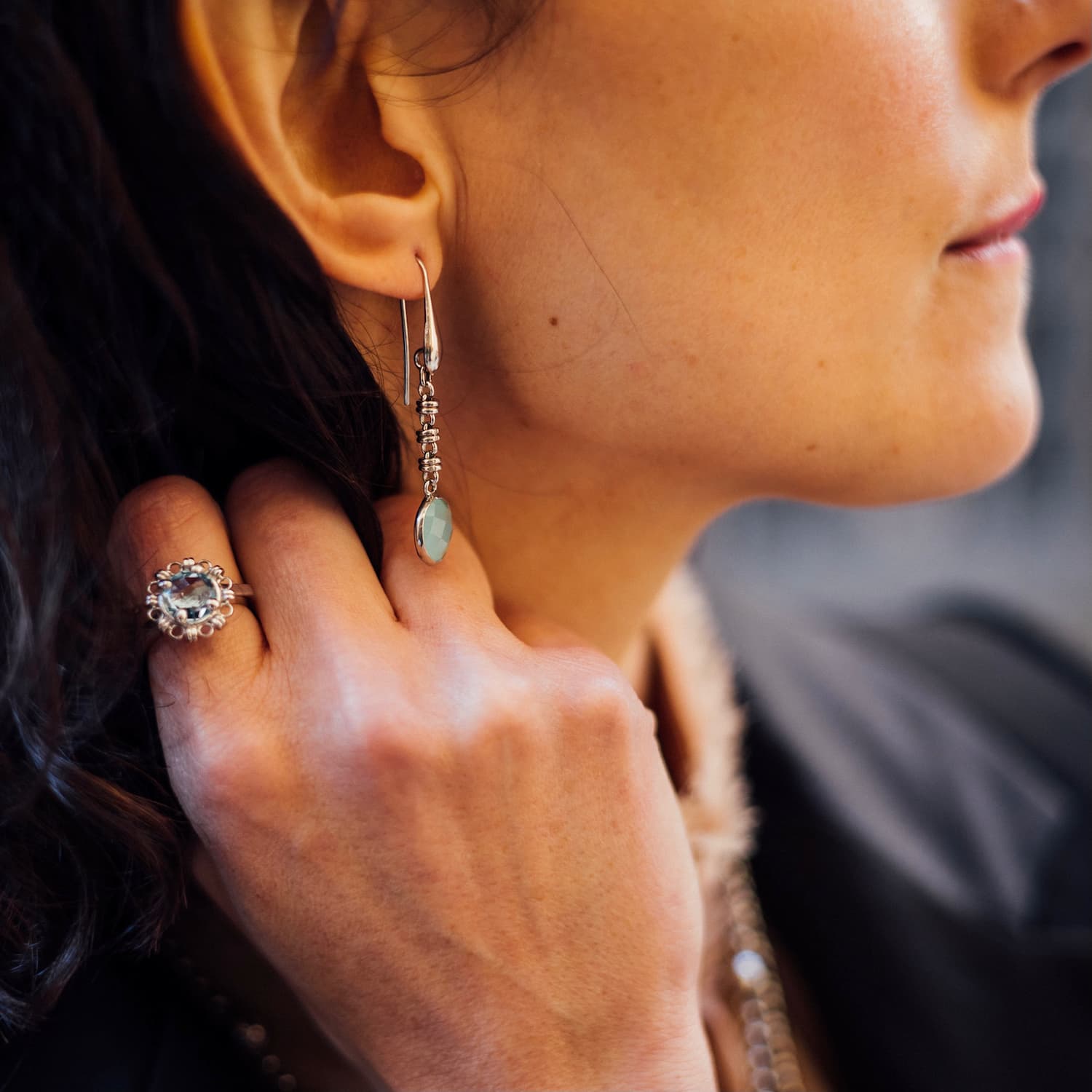 Chiara Earrings in Silver with Chalcedony