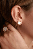 Petite Piazza Stud Earrings in Gold with Mother of Pearl