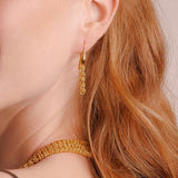 Mini Etruscan Links Earrings in Gold, Long