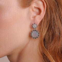 Statement Piazza Earrings in Silver with Mother of Pearl