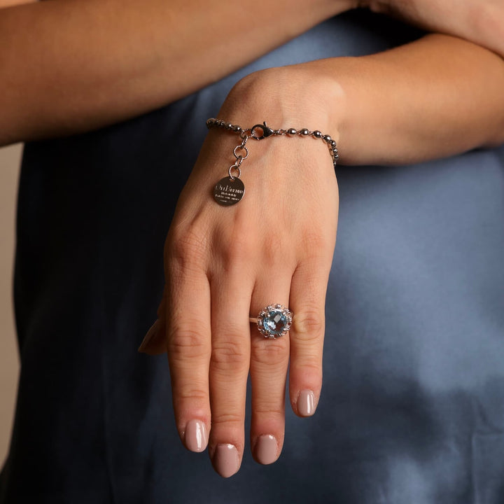 Diamond Beads Bracelet in Silver