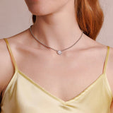 Petite Piazza Necklace in Silver with Mother of Pearl