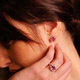 Vivaldi Spring Stud Earrings in Silver with Pink Topaz