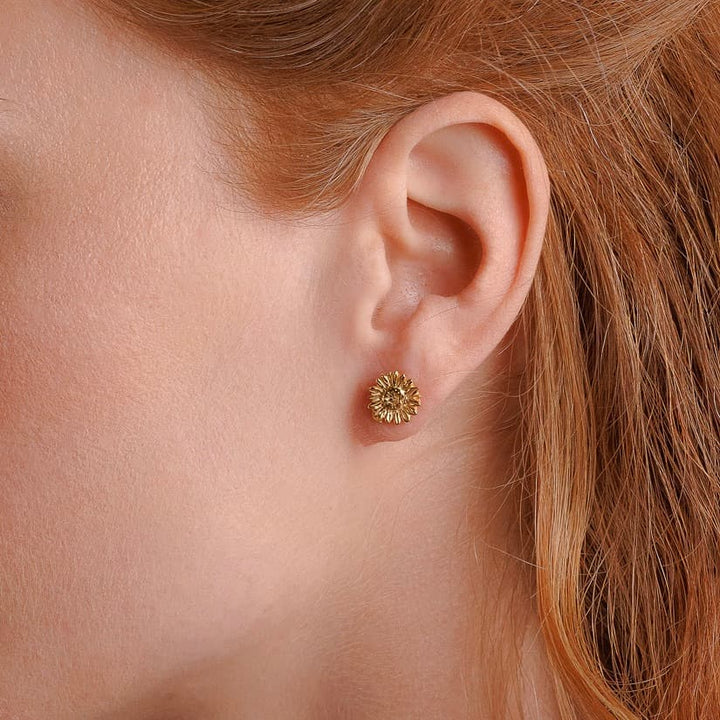 Sunflower Studs Earrings in Gold