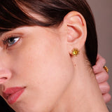 Vivaldi Spring Stud Earrings in Gold with Peridot