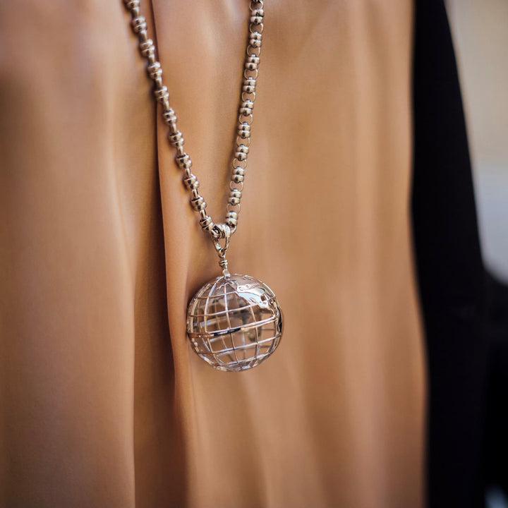 Large Globe Pendant in Silver