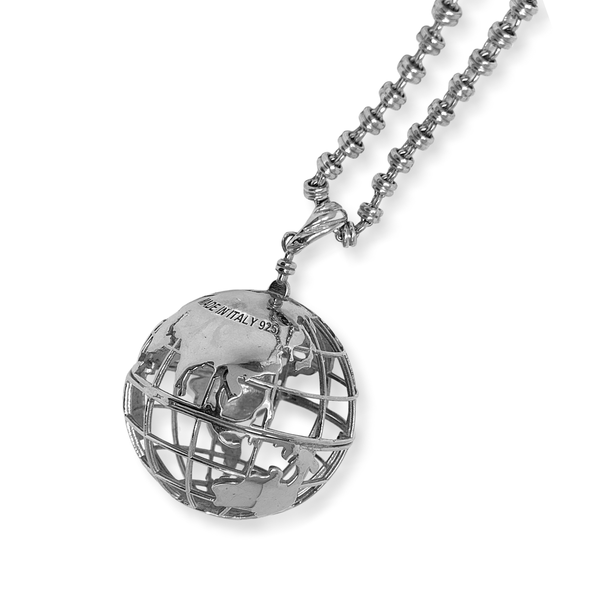 Sterling silver globe necklace discount