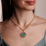 Filary Pendant in Green Patina & Gold with Cortona Coin