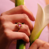Vivaldi Spring Ring in Gold with Pink Topaz