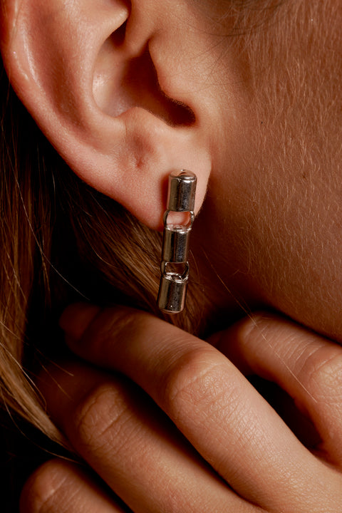 Cylinders 7mm Earrings in Silver