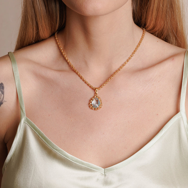 Filary Drop Pendant in Gold with Blue Topaz