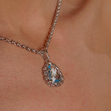 Filary Drop Pendant in Silver with Blue Topaz