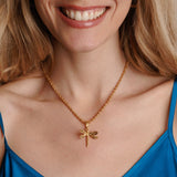 Small Dragonfly Pendant in Gold