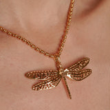 Large Dragonfly Pendant in Gold