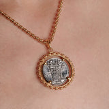 Large Filary Pendant in Silver & Gold with Italia Coin