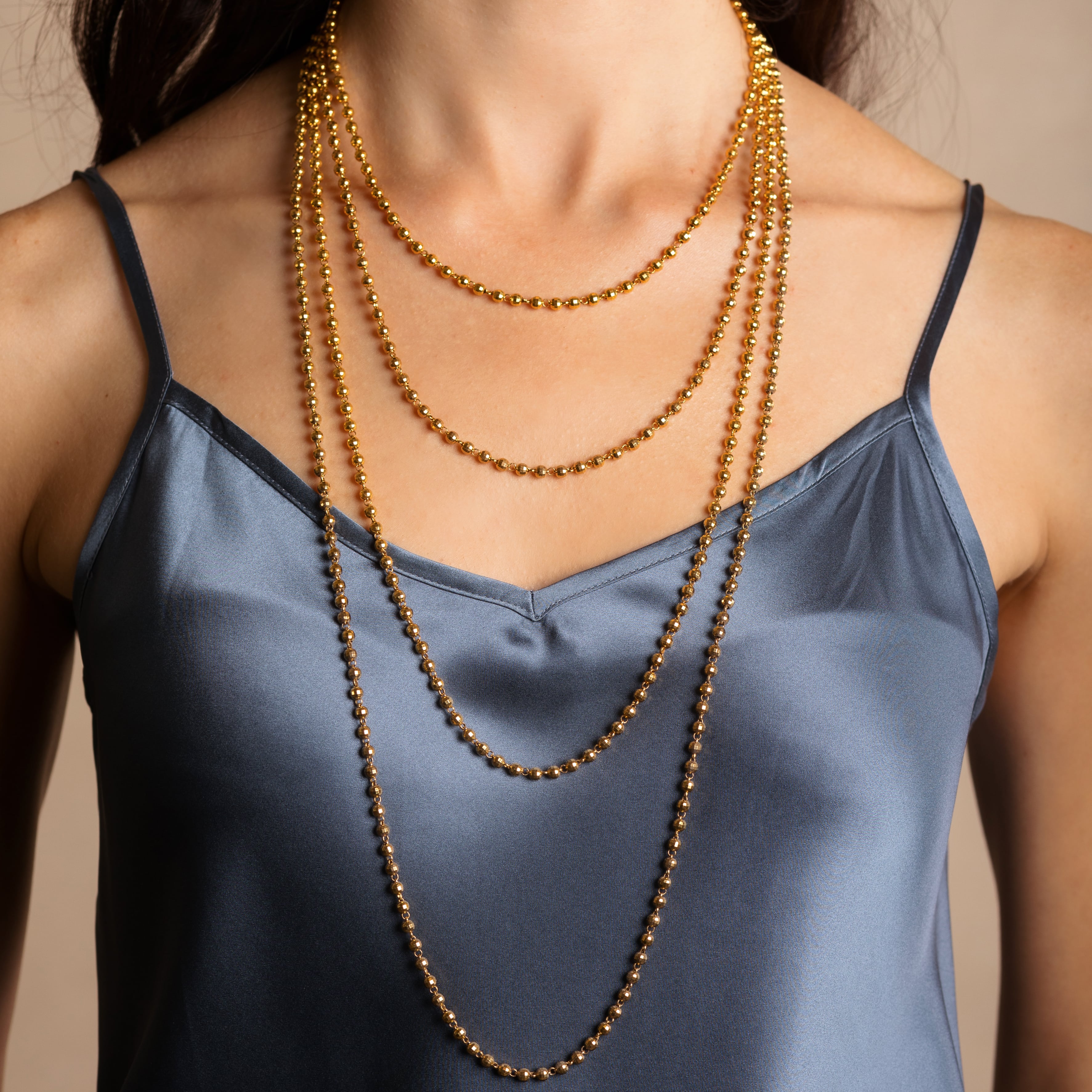 Diamond Beads Necklace in Gold
