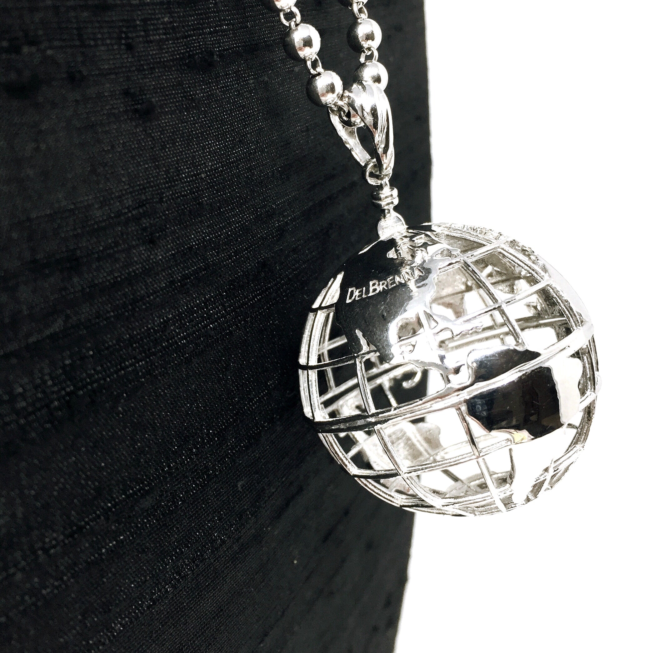 Large Globe Pendant in Silver