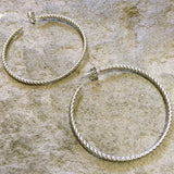 Large Rope Hoop Earrings in Silver