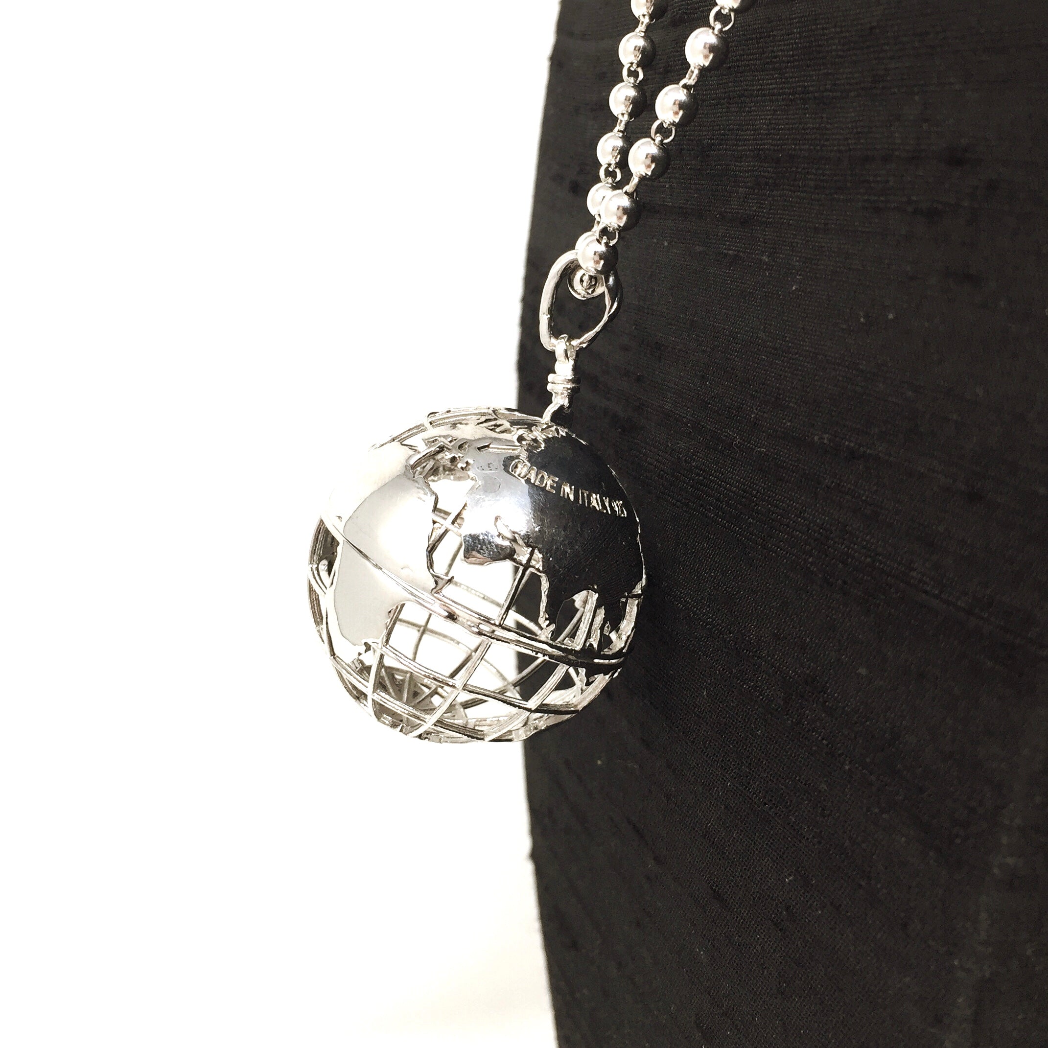 Large Globe Pendant in Silver
